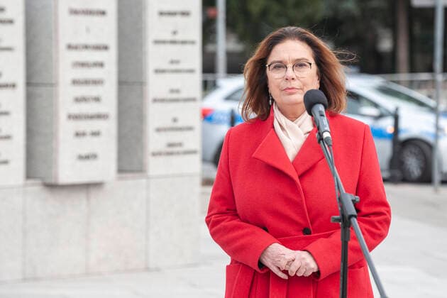 Coronavirus in Polen, Präsidentschaftskandidatin Malgorzata Kidawa-Blonska stoppt Wahlkampf 29.03.2020 WARSZAWA KONFERENCJA MALGORZATY KIDAWY BLONSKIEJ NT. ZAWIESZENIA KAMPANII WYBORCZEJ N Z MALGORZATA KIDAWA BLONSKA FOT GRZEGORZ KRZYZEWSKI FOTONEWS NEWSPIX.PL --- Newspix.pl Civic Platform presidential candidate Malgorzata Kidawa-Blonska announces to hold her campaign due to coronavirus pandemic.  20200329FNGK004