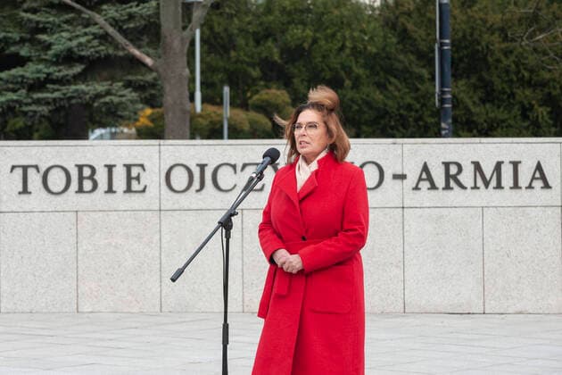 Coronavirus in Polen, Präsidentschaftskandidatin Malgorzata Kidawa-Blonska stoppt Wahlkampf 29.03.2020 WARSZAWA KONFERENCJA MALGORZATY KIDAWY BLONSKIEJ NT. ZAWIESZENIA KAMPANII WYBORCZEJ N Z MALGORZATA KIDAWA BLONSKA TOBIE OJCZYZNO ARMIA FOT GRZEGORZ KRZYZEWSKI FOTONEWS NEWSPIX.PL --- Newspix.pl Civic Platform presidential candidate Malgorzata Kidawa-Blonska announces to hold her campaign due to coronavirus pandemic.  20200329FNGK005