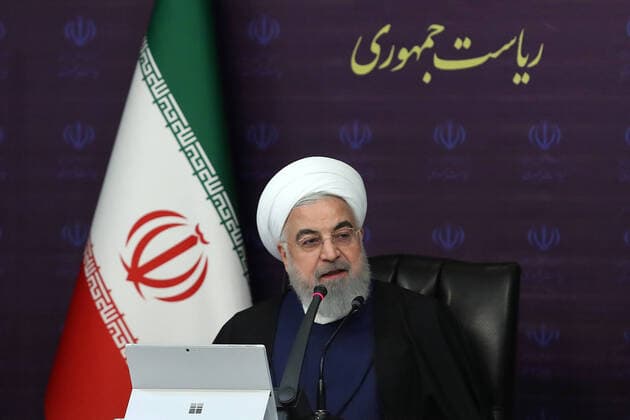 March 28, 2020, Tehran, Iran: Iranian President HASSAN ROUHANI speaks during a meeting of Center for Preventing and Combating the new Coronavirus (COVID-19) in Tehran, Iran on March 28, 2020. Tehran Iran - ZUMAi98_ 20200328_zih_i98_008 Copyright: xIranianxPresidencyx