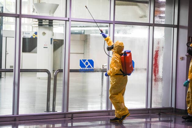 BELÉM, PA - 29.03.2020: DESCONTAMINAÇÃO DO AEROPORTO DE BELÉM - Val-de-Cão Airport (Belém International Airport) was decontaminated this Sunday (29th) to prevent the proliferation of COVID-19 (coronavirus). Action was promoted by the Joint Command of the North (CCN) with activity of the 2nd Battalion of Riverside Operations with the Nuclear, Biological, Chemical and Radiological Response Team. x1899400x  FilipexBispo