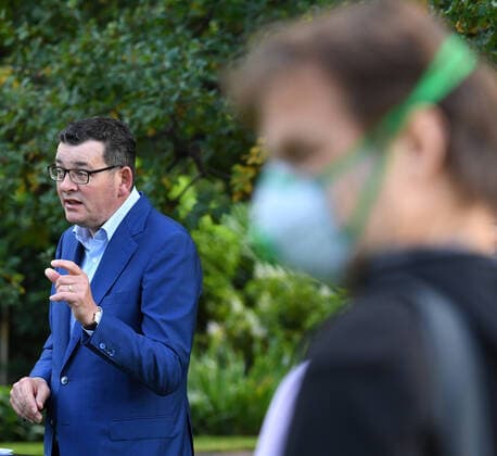 DANIEL ANDREWS CORONAVIRUS PRESSER, Victorian Premier Daniel Andrews addresses the media during a press conference at the Victorian State Parliament, Melbourne, Monday, March 30, 2020. Andrews has provided an update on further social distancing rules to be implemented throughout Victoria tonight. ( NO ARCHIVING, EDITORIAL USE ONLY, NO USE IN BOOKS WITHOUT CONSENT MELBOURNE VIC AUSTRALIA  Copyright: xJAMESxROSSx 20200330001460776097