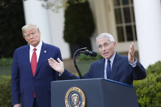 March 29, 2020, Washington, District of Columbia, USA: Director of the National Institute of Allergy and Infectious Diseases at the National Institutes of Health Dr. Anthony Fauci, right, makes remarks during United States President Donald J. Trump s, left, daily Coronavirus press conference in the Rose Garden of the White House in Washington, DC on Sunday, March 29, 2020 Washington USA - ZUMAs152 20200329_zaa_s152_016 Copyright: xStefanixReynoldsx