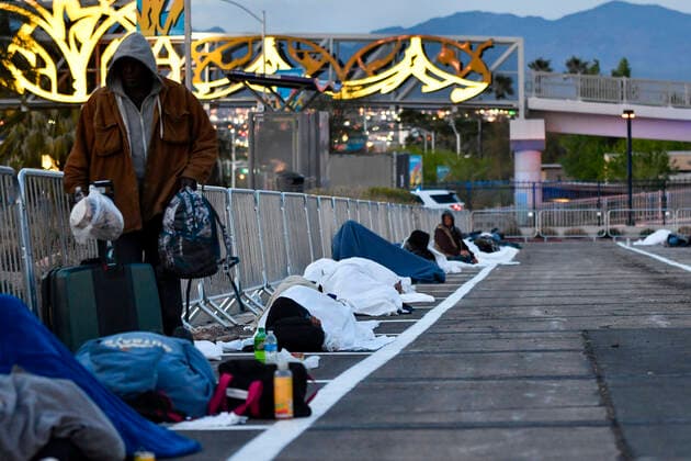 Las Vegas NV - March 29: Homeless men test positive for Covid-19 causing closure of Catholic Charities men s shelter. Temporary homeless shelter now open at Cashman Center in Las Vegas, Nevada on March 29, 2020. Copyright: xDamairsxCarterx