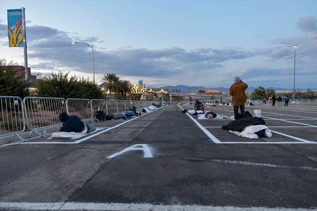 Las Vegas NV - March 29: Homeless men test positive for Covid-19 causing closure of Catholic Charities men s shelter. Temporary homeless shelter now open at Cashman Center in Las Vegas, Nevada on March 29, 2020. Copyright: xDamairsxCarterx