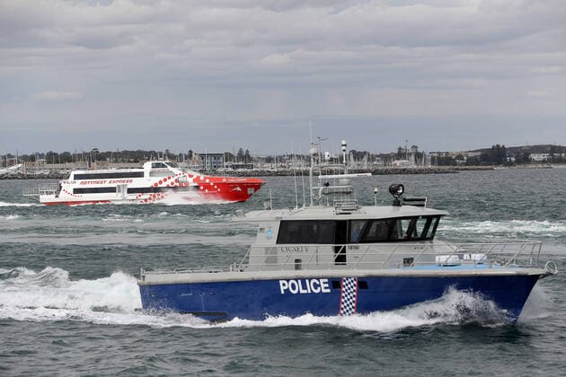 COVID-19 CRUISE PASSENGERS PERTH, A Rottnest ferry escorted by a police boat transports West Australian passengers from the cruise ship Vasco da Gama to Rottnest Island for 14 days quarantine from Fremantle harbour, Monday, March 30, 2020. The Vasco da Gama had about 800 Australians onboard, including about 200 passengers from WA and 108 New Zealanders who were flown back home on Sunday. There were no reports of passengers having contracted the coronavirus. ( NO ARCHIVING, EDITORIAL USE ONLY, NO USE IN BOOKS WITHOUT CONSENT PERTH WA AUSTRALIA  Copyright: xRICHARDxWAINWRIGHTx 20200330001460806799