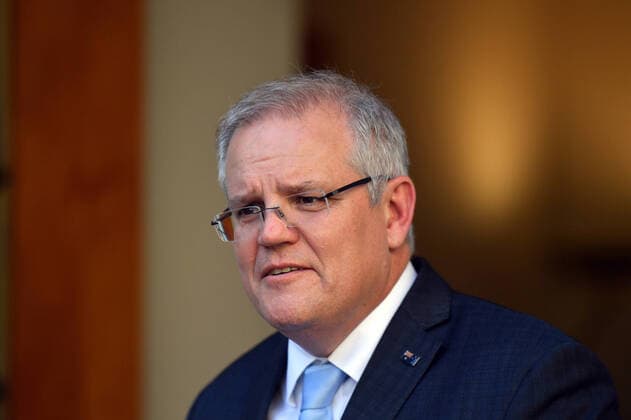 SCOTT MORRISON PRESSER, Prime Minister Scott Morrison announces the government s $130b wage subsidy package at a press conference at Parliament House in Canberra, Monday, March 30, 2020. ( NO ARCHIVING, EDITORIAL USE ONLY, NO USE IN BOOKS WITHOUT CONSENT Canberra ACT AUSTRALIA  Copyright: xMICKxTSIKASx 20200330001460809674