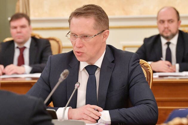 MOSCOW, RUSSIA - MARCH 30, 2020: Russia s Healthcare Minister Mikhail Murashko during a meeting of a coordination council on managing the COVID-19 coronavirus pandemic at the House of the Russian Government. Alexander Astafyev POOL TASS  TS0D3D89