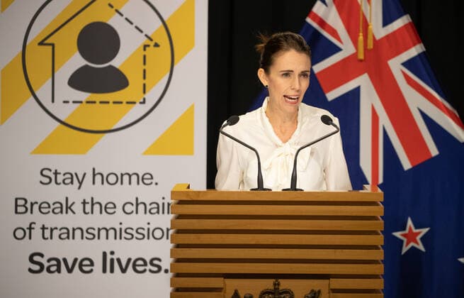(200330) -- WELLINGTON, March 30, 2020 -- New Zealand Prime Minister Jacinda Ardern speaks during a press conference about COVID-19 in Wellington, New Zealand, March 30, 2020. (Mark Mitchell NZME Pool via Xinhua) NEW ZEALAND-WELLINGTON-COVID-19 GuoxLei 