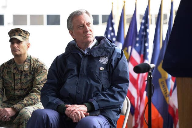 March 30, 2020, New York, New York, USA: Mayor BILL DE BLASIO holds press conference as the USNS Comfort Hospital Ship arrives in NYC,.Pier 90, NYC.March 30, 2020.Photos by , Photos Inc. New York USA - ZUMAms4_ 20200330_zaf_ms4_009 Copyright: xSoniaxMoskowitzx