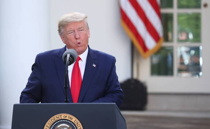 US President Donald J. Trump speaks during the Coronavirus Task Force press briefing on the coronavirus and COVID-19 pandemic, in the Rose Garden at the White House, in Washington, DC, USA, 30 March 2020. Copyright: xMichaelxReynoldsx