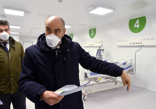 Milan, press conference and official presentation of the hospital in Fiera al Portello, for coronavirus patients, Belleri for the Polyclinic (Maurizio Maule Fotogramma, Milan - 2020-03-31) p.s. la foto e utilizzabile nel rispetto del contesto in cui e stata scattata, e senza intento diffamatorio del decoro delle persone rappresentate  Copyright: xMaurizioxMaulex xFOTOGRAMMAx