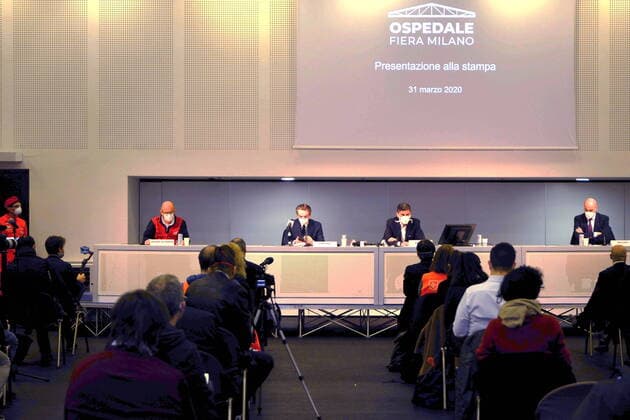 Milan, press conference and official presentation of the hospital in Fiera al Portello, for coronavirus patients (Maurizio Maule Fotogramma, Milan - 2020-03-31) p.s. la foto e utilizzabile nel rispetto del contesto in cui e stata scattata, e senza intento diffamatorio del decoro delle persone rappresentate  Copyright: xMaurizioxMaulex xFOTOGRAMMAx