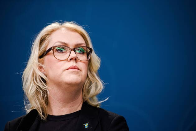 200331 Lena Hallengren, Minister for Health and Social Affairs of Sweden at a press conference with the government of Sweden regarding the coronavirus, covid-19, on March 31, 2020 in Stockholm. Copyright: MAXIMxTHORE 47107407st