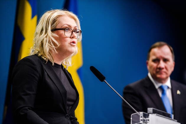 200331 Lena Hallengren, Minister for Health and Social Affairs of Sweden at a press conference with the government of Sweden regarding the coronavirus, covid-19, on March 31, 2020 in Stockholm. Copyright: MAXIMxTHORE 47107455st