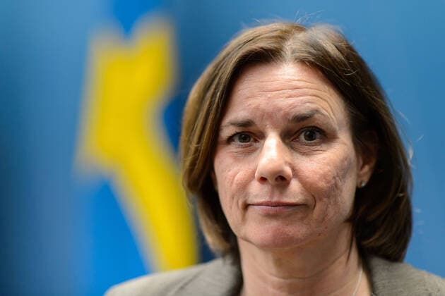 200331 Isabella Lövin, Minister for Environment and Climate, pose for a portrait at a press conference with the government of Sweden regarding the coronavirus, covid-19, on March 31, 2020 in Stockholm. Copyright: MAXIMxTHORE 47107572st