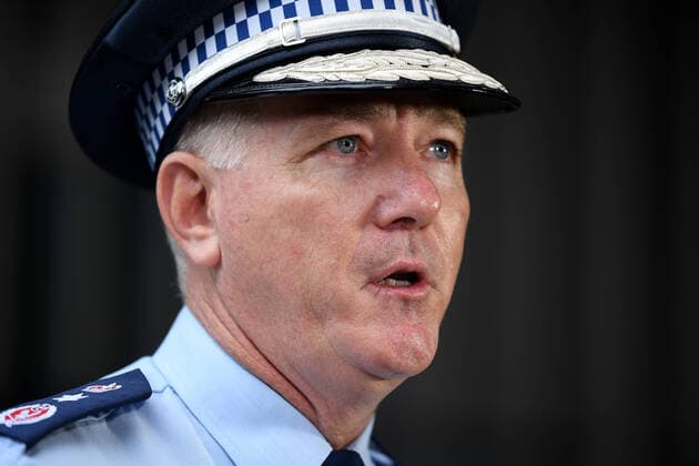 GLADYS BEREJIKLIAN CORONAVIRUS PRESSER, NSW Police Commissioner Mick Fuller speaks to the media during a press conference outside the RFS Headquarters in Sydney, Wednesday, April 1, 2020. ( NO ARCHIVING, EDITORIAL USE ONLY, NO USE IN BOOKS WITHOUT CONSENT SYDNEY NSW AUSTRALIA  Copyright: xJOELxCARRETTx 20200401001461126399