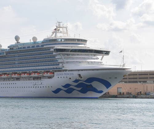 March 31, 2020, Fort Lauderdale, Florida, United States Of America: FORT LAUDERDALE, FL - MARCH 31: the Port Director for Port Everglades said he was caught completely blindsided today by Crown Princess arriving with crew needing medevac. He stated this violated federal law and that the CDC and USCG were not informed either. The Carnival rep stated that Princess contacted Broward Health directly, and another Broward Commissioner had the CEO of Broward Health on the phone contesting the veracity of that statement at Port Everglades dock. Crown Princess is a Crown-class cruise ship owned and operated by Princess Cruises. Her maiden voyage took place on June 14, 2006, departing Red Hook, Brooklyn for Grand Turk, Ocho Rios, Grand Cayman, and Port Canaveral on March 31, 2020 in Fort Lauderdale, Florida..People: Crown Princess Fort Lauderda - ZUMAn287 20200331_zaa_n287_001 Copyright: xSMGx