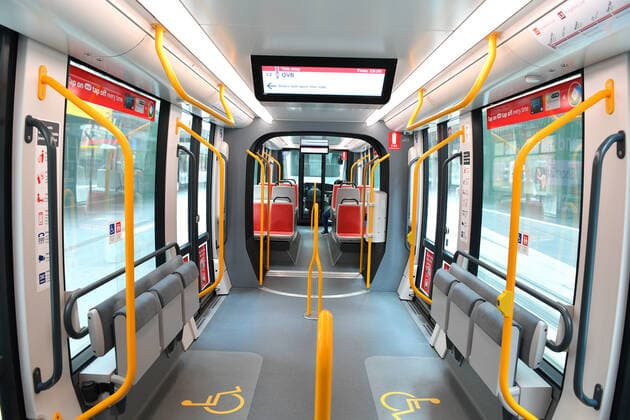 AUSTRALIA CORONAVIRUS COVID-19, An empty light rail carriage is seen in Sydney, Wednesday, April 1, 2020. ( NO ARCHIVING, EDITORIAL USE ONLY, NO USE IN BOOKS WITHOUT CONSENT SYDNEY NSW AUSTRALIA  Copyright: xDANxHIMBRECHTSx 20200401001461163543