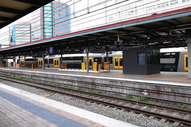 AUSTRALIA CORONAVIRUS COVID-19, An empty platform is seen at Central Station in Sydney, Wednesday, April 1, 2020. ( NO ARCHIVING, EDITORIAL USE ONLY, NO USE IN BOOKS WITHOUT CONSENT SYDNEY NSW AUSTRALIA  Copyright: xDANxHIMBRECHTSx 20200401001461169835