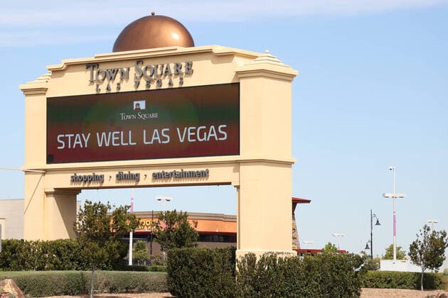 LAS VEGAS, NV - MARCH 31: View of the streets of Las Vegas during the coronavirus pandemic in Las Vegas, Nevada on March 31, 2020. Copyright: xmpi34x