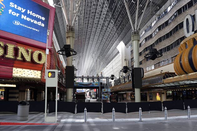 LAS VEGAS, NV - MARCH 31: View of the streets of Las Vegas during the coronavirus pandemic in Las Vegas, Nevada on March 31, 2020. Copyright: xmpi34x