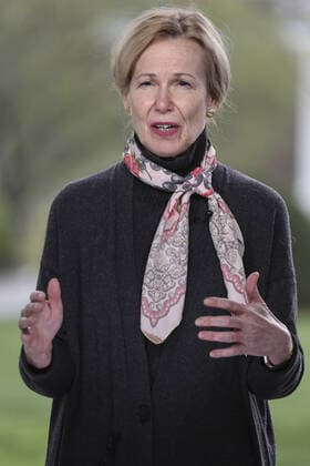 White House Coronavirus Response Coordinator Ambassador Debbie Birx, participates in a TV interview at the White House in Washington, DC on Wednesday, April 1, 2020.  WAX20200401201 OLIVERxCONTRERAS