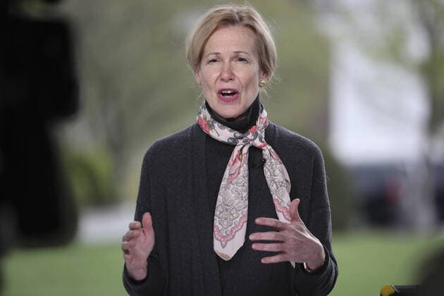 White House Coronavirus Response Coordinator Ambassador Debbie Birx, participates in a TV interview at the White House in Washington, DC on Wednesday, April 1, 2020.  WAX20200401203 OLIVERxCONTRERAS