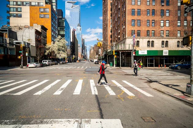 New York during the COVID-19 pandemic Quiet streets in the New York Chelsea neighborhood on Wednesday, April 1, 2020. (  RichardxB.xLevine