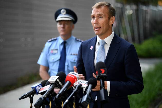 GLADYS BEREJIKLIAN CORONAVIRUS PRESSER, NSW Minister for Planning and Public Spaces Rob Stokes speaks to the media during a press conference outside the RFS Headquarters in Sydney, Thursday, April 2, 2020. ( NO ARCHIVING, EDITORIAL USE ONLY, NO USE IN BOOKS WITHOUT CONSENT SYDNEY NSW AUSTRALIA  Copyright: xJOELxCARRETTx 20200402001461320672