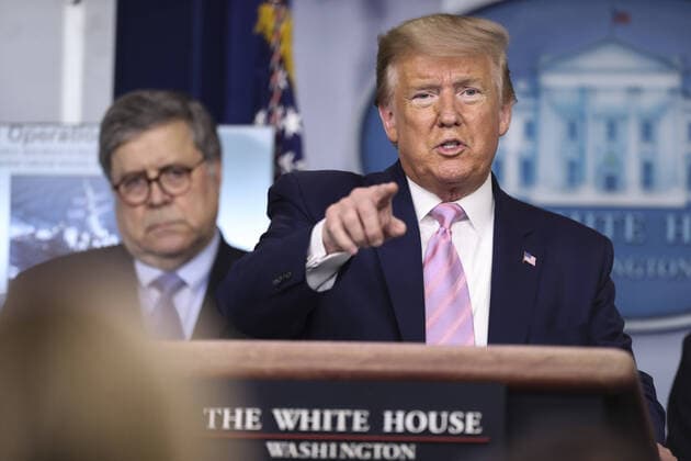 President Donald Trump speaks during a press conference with members of the coronavirus task force in the Brady Press Briefing Room of the White House in Washington, DC on Wednesday, April 1, 2020.  WAX20200401219 OLIVERxCONTRERAS