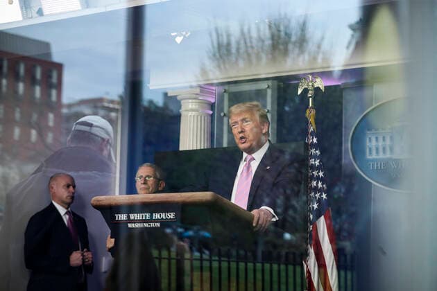 April 1, 2020, Washington, District of Columbia, USA: United States President Donald J. Trump speaks during a daily briefing on the novel coronavirus, COVID-19 with members of the coronavirus task force in the Brady Press Briefing Room of the White House on April 1, 2020 in Washington, DC Washington USA - ZUMAs152 20200401_zaa_s152_037 Copyright: xOliverxContrerasx