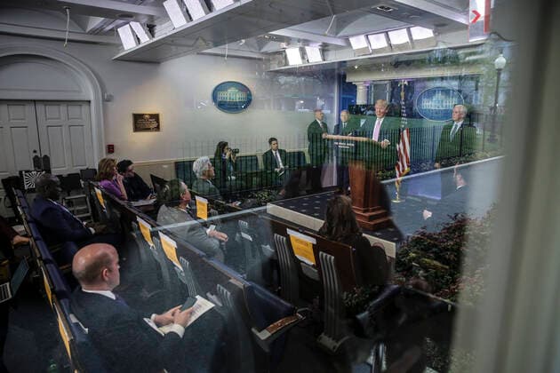 April 1, 2020, Washington, District of Columbia, USA: United States President Donald J. Trump speaks during a daily briefing on the novel coronavirus, COVID-19 with members of the coronavirus task force in the Brady Press Briefing Room of the White House on April 1, 2020 in Washington, DC Washington USA - ZUMAs152 20200401_zaa_s152_049 Copyright: xOliverxContrerasx