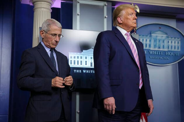 April 1, 2020, Washington, District of Columbia, USA: United States President Donald J. Trump and Director of the National Institute of Allergy and Infectious Diseases at the National Institutes of Health Dr. Anthony Fauci attend the daily briefing on the novel coronavirus, COVID-19 with members of the coronavirus task force in the Brady Press Briefing Room of the White House on April 1, 2020 in Washington, DC Washington USA - ZUMAs152 20200401_zaa_s152_056 Copyright: xOliverxContrerasx