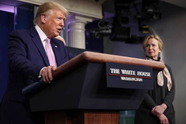 April 1, 2020, Washington, District of Columbia, USA: United States President Donald J. Trump speaks during a daily briefing on the novel coronavirus, COVID-19 with members of the coronavirus task force in the Brady Press Briefing Room of the White House on April 1, 2020 in Washington, DC Washington USA - ZUMAs152 20200401_zaa_s152_059 Copyright: xOliverxContrerasx