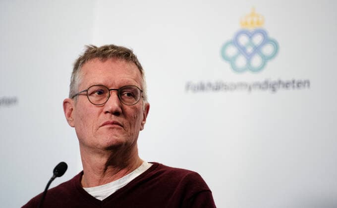 200402 Anders Tegnell, statsepidemiolog Folkhälsomyndigheten, under en presskonferens med anledning av Coronaviruset, Covid-19, den 2 april mars 2020 i Stockholm. Copyright: MAXIMxTHORE 47113112st