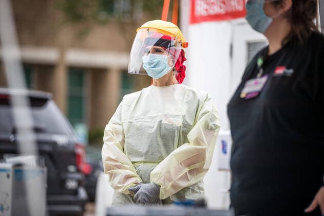 March 28, 2020: Health care workers prepare to treat patients amid the COVID-19 novel coronavirus pandemic. CSM USA - ZUMAc04_ 47113890st Copyright: xPrenticexC.xJamesx