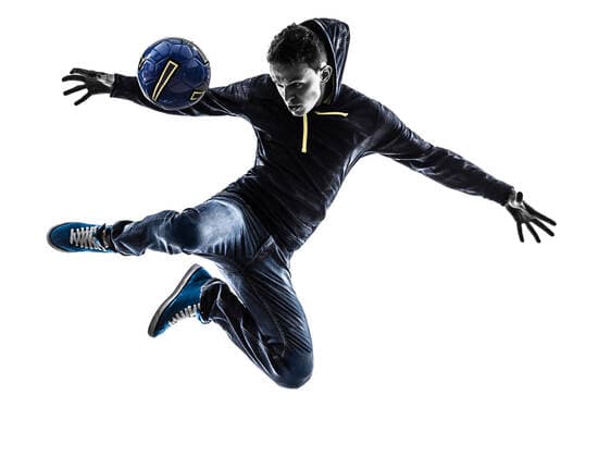 Freizeit Trend: Football Freestyle young man soccer freestyler player silhouette one caucasian young man soccer freestyler player in silhouette on white background  Copyright: xPIXSTILLx 9658646