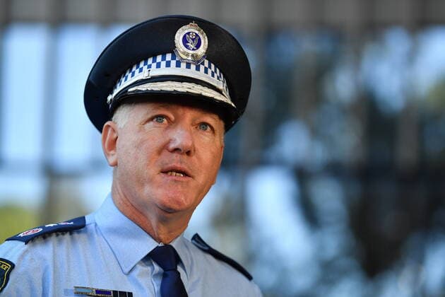 GLADYS BEREJIKLIAN COVID-19 UPDATE, NSW Police Commissioner Mick Fuller updates the NSW public on the latest coronavirus measures and statistics, in Sydney, Friday, April 3, 2020. ( NO ARCHIVING, EDITORIAL USE ONLY, NO USE IN BOOKS WITHOUT CONSENT SYDNEY NSW AUSTRALIA  Copyright: xDEANxLEWINSx 20200403001461527519
