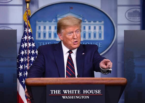 United States President Donald J. Trump speaks at a Coronavirus briefing at the White House on Thursday, April 2, 2020 in Washington, DC. Due to the COVID-19 pandemic, at least 5,700 people have died in the United States with more than 200,000 infected. More than 10 million people have lost their jobs in the U.S. in the past two weeks. Copyright: xKevinxDietschx