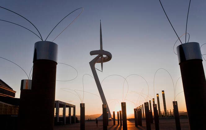 Barcelona:Sculptures by Aiko Miyawaki and Communications tower by Santiago Calatrava Barcelona Barcelona Spain Copyright: xLucasxVallecillosx xVWPicsx LVM-1209-Sculptures and Communications towe_MG_6320