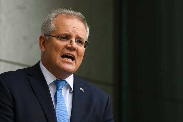 SCOTT MORRISON CORONAVIRUS UPDATE, Australian Prime Minister Scott Morrison speaks to the media during a press conference at Parliament House in Canberra, Friday, April 3, 2020. ( NO ARCHIVING, EDITORIAL USE ONLY, NO USE IN BOOKS WITHOUT CONSENT CANBERRA ACT AUSTRALIA  Copyright: xLUKASxCOCHx 20200403001461581936