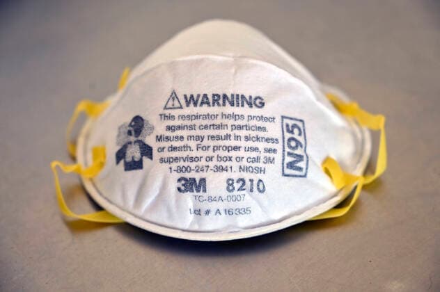 April 2, 2020 - Las Vegas, Nevada, U.S. - A 3M model 8210 N95 particulate respirator mask is displayed on April 2, 2020, in Las Vegas, Nevada. President Donald Trump said Thursday his administration will soon release nationwide recommendations on wearing face masks after initially telling Americans they weren t necessary to prevent the spread of coronavirus. Las Vegas USA - ZUMAbk3_ 20200402_zaf_bk3_002 Copyright: xDavidxBeckerx