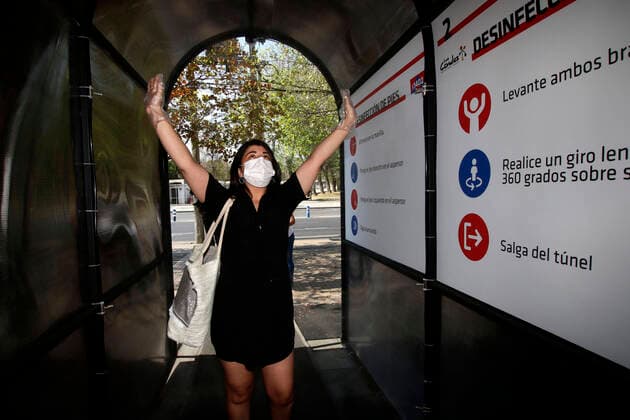 Santiago , April 3, 2020 The Municipality of Las Condes inaugurated a Sanitary Tunnel, which seeks to reduce the spread of the Coronavirus, is located in the Sector of the Dominicans Javier Salvo Aton Chile, Santiago Chile Aton 409758  Copyright: JAVIERxSALVO ATONCHILE