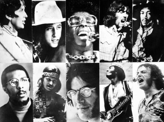 WOODSTOCK, (top row): Joan Baez, Arlo Guthrie, Sly Stone, Graham Nash, Jimi Hendrix, (bottom): Richie Havens, Country Joe, John Sebastian, Dave Brown (of Santana), Joe Cocker, 1970 Courtesy Everett Collection !ACHTUNG AUFNAHMEDATUM GESCHÃ„TZT! PUBLICATIONXNOTxINxCANxCHNxFRAxITAxJPNxNORxPOLxRUSxESPxUKxUSA Copyright: xCourtesyxEverettxCollectionx MSDWOOD EC010