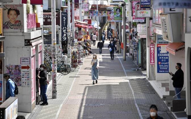New coronavirus Fewer people than usual walk on the main street of Tokyo s Harajuku entertainment and shopping district on April 4, 2020, after the metropolitan government asked citizens to refrain from leaving their homes this weekend to prevent the further spread of the new coronavirus. 