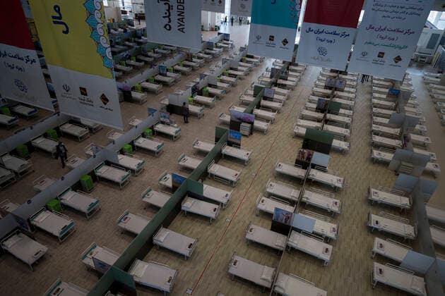 April 4, 2020, Tehran, Iran: A view of a temporary established emergency hospital in a part of the world s largest shopping mall complex called Iran Mall , to treat patients infected with the COVID-19 disease, caused by the SARS-CoV-2 coronavirus, in the northwest of the capital of Tehran, Iran. Due to the new type of coronavirus pandemic, the fairgrounds and gyms are temporarily turned into hospitals in the country. Iran Mall has turned into COVID-19 convalescent care center since the virus outbreak, equipped with about 1000 hospital beds, 20 ventilators, monitoring systems, and other needed equipment. Each day the center hosts 20 recovered ones who discharged from hospitals, and the patients are kept in the second round of quarantine to be up and about. Those in charge are estimating the beds increase to 3000. Tehran Iran - ZUMAf146 20200404_zip_f146_052 Copyright: xRouzbehxFouladix