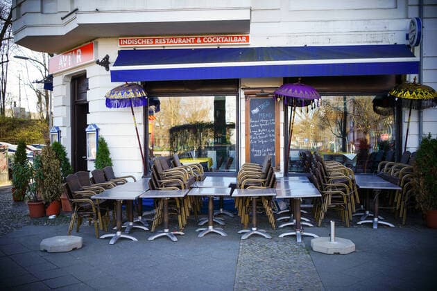 04.04.2020,Berlin,Deutschland,GER,die Stadt in Zeiten der Corona Pandemie.Avtar Indisches Restaurant am Stuttgarter Platz.