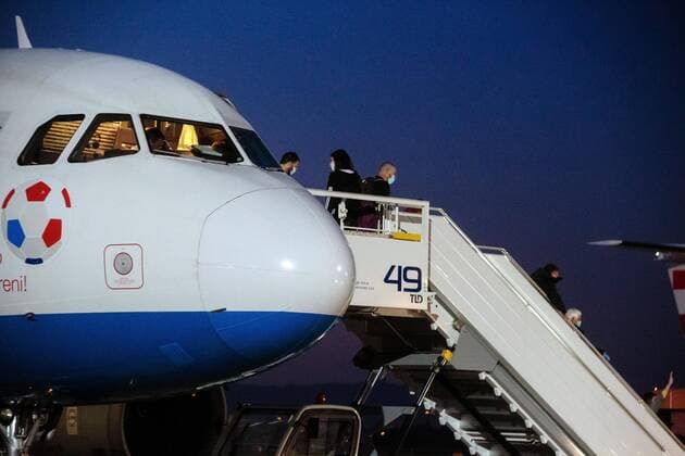 PXL_Flight from Amsterdam 04.04.2020., Franjo Tudjman Airport Zagreb, Zagreb, Croatia - The second extraordinary Croatia Airlines flight from Amsterdam arrived tonight in Zagreb with passengers who, in coordination with the Croatian government, have returned to Croatia from European countries. POOL