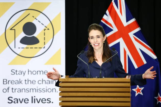 (200405) -- WELLINGTON, April 5, 2020 -- New Zealand Prime Minister Jacinda Ardern speaks during covid-19 coronavirus media update in Wellington, New Zealand on April 5, 2020. New Zealand government believed that the country can put COIVD-19 under control, as the country reported on Sunday the total number of COVID-19 cases reached 1,039 in the country. ( Getty Pool via Xinhua) NEW ZEALAND-WELLINGTON-COVID-19 HagenxHopkins 