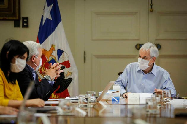 Santiago, April 5, 2020 President Sebastian Pinera meets with global coronavirus emergency committee Andres Perez pool Aton Chile, Santiago Chile Aton 409904  Copyright: ANDRESxPEREZ xPOOLx ATONxCHILE